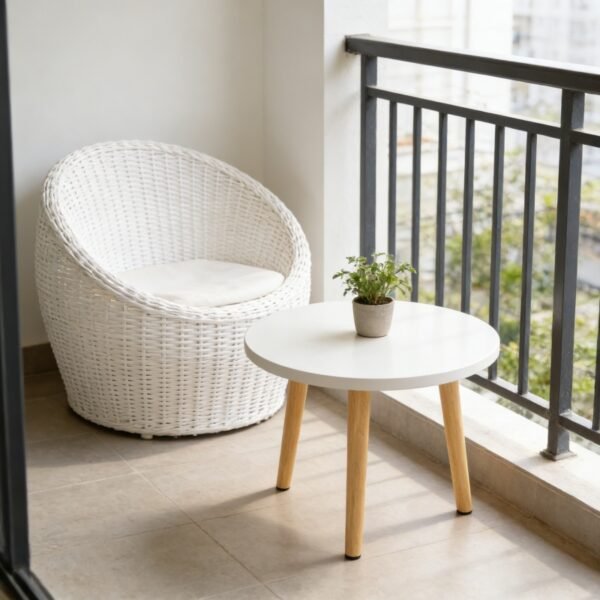 11b7f07d47214ac7bd95c16a6d41aaea-goods.jpeg Compact Modern Minimalist Round Coffee Table, Thick Portable Design, Space-Saving and Easy to Assemble, Suitable for Living Room, Bedroom, Outdoor Patio, Office - Casual Style, Wood Material