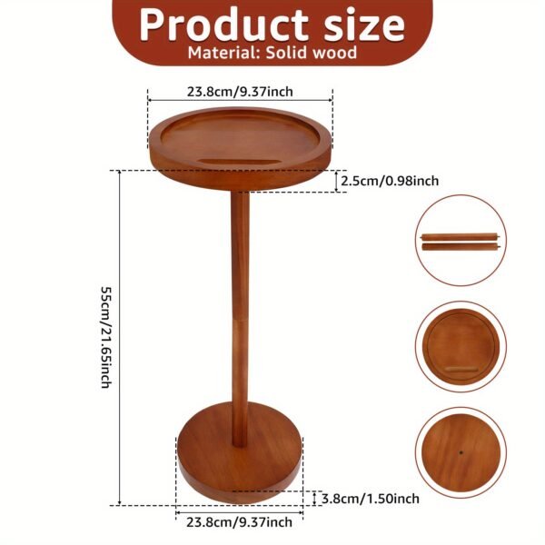 1725359109864-80b8bbc820cd4985a47b8abfe1151167-goods.jpeg Sturdy Wooden Pedestal Table - Weighted Base to Prevent Tipping & Slot for Phone - Small Round End Table Ideal for Limited Spaces (23.8×55Cm)