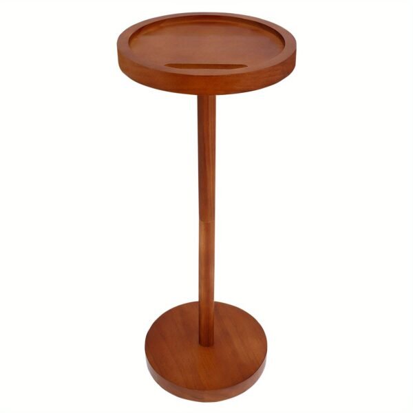 1725359123395-0b186081ba524d3ca6e1392129448637-goods.jpeg Sturdy Wooden Pedestal Table - Weighted Base to Prevent Tipping & Slot for Phone - Small Round End Table Ideal for Limited Spaces (23.8×55Cm)