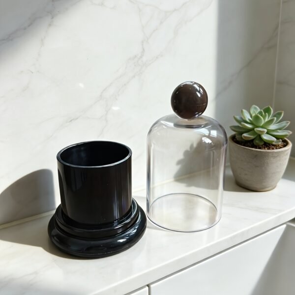 20eaef49-f0cb-460e-a6f1-6a358f2c0617.jpg 2pcs Multi-Purpose Swab & Toothpick Holder with Dustproof Clear Dome Lid, 2pcs Minimalist Acrylic Storage Organizer