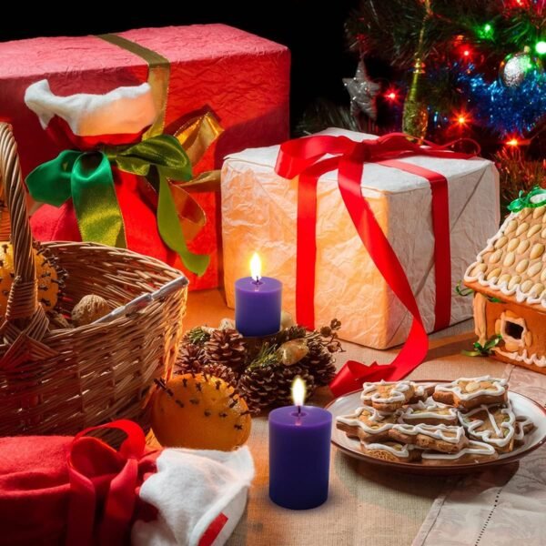 21bf4e971ba345c4931b3e6f91035a42-goods.jpeg 5.08X7.62 cm for Advent Pillar Candles, Autumn And Winter Home Decoration, 3 Purple And 1 Pink Festive Celebration Candles, Candle Set Suitable for Advent Wreaths And Christmas Decorations, Long-Lasting Slow-Burning Dripless Wax Candles