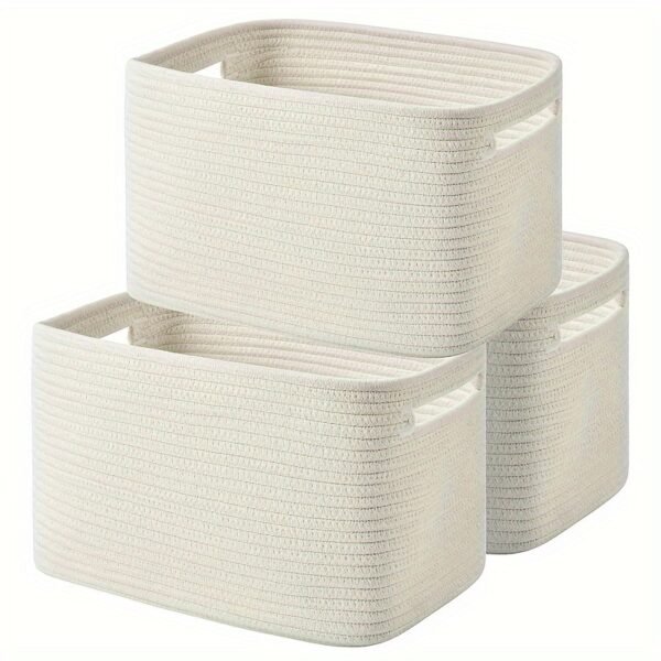 5efd56fd78c86dfdf8d97a224424b4c6.jpg 1pc Storage Basket, Woven Storage Basket, Cotton Rope Basket for Organizing, Shelf Decoration Basket, Book Basket, Towel Basket, Living Room Storage Box, Shelf Baskets