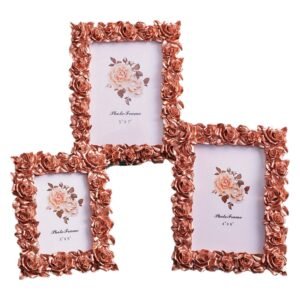 65d84c8f4f6c715a7cc3bda73761c9f5.jpg 1pc, European Vintage Rose Golden/Golden Rose Painted Resin Home Decor Photo Frame, Suitable for Both Horizontal And Vertical Use