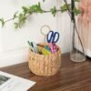 Hand-Woven Storage Basket, 1pc of Cutlery Storage Box - 3-Compartment Desktop Cutlery Organizer - Natural Woven Basket