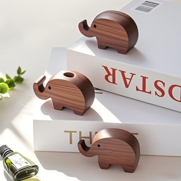 Wooden Elephant Essential Oil Diffuser - Portable Indoor/Car Fragrance with Long-Lasting Scent, Natural Wood Design for Home & Vehicle Decor, Car Fragrance, Decorative Ornament, Elegant Craftsmanship