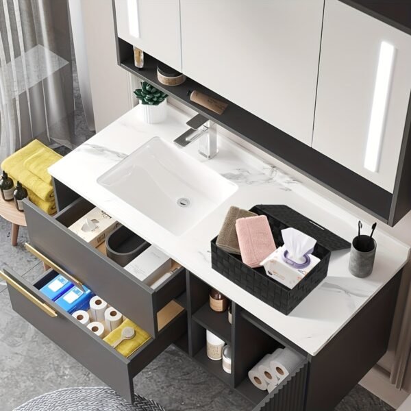 5pcs Modern Woven Storage Basket with Lid - Large Multi-Compartment Organizer Box Suitable for Clothes, Bedding,, Books - Durable Woven Container for Wardrobe, Closet, Office Organization - Space-Saving Aesthetic Storage Solution, Shelf Baskets