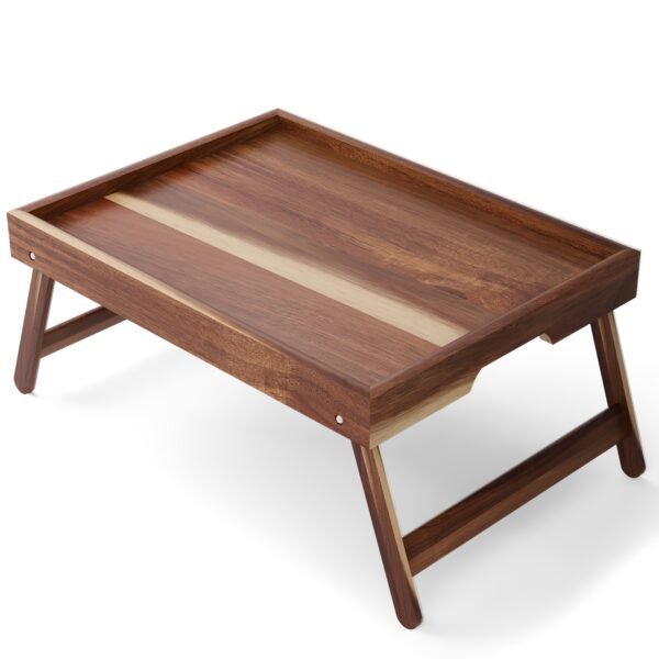 A Multifunctional Folding Table Made of Acacia Wood, Suitable for Use on Beds, Window Sills, Or in Dorms As a Easy Computer Desk