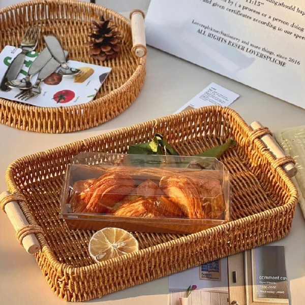 Nordic Handwoven Storage Basket Ins Fruit Storage Tray Snack Storage Basket House Supplies