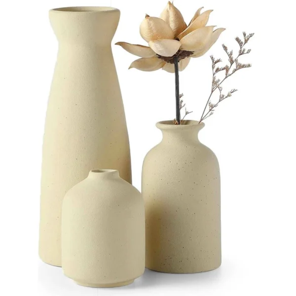 3pcs Ceramic Vase Set Modern Decorative Vases Hydroponic Dried Flower Utensils Bohemian  Vase for Living Room Bookshelf Dining Table Decoration