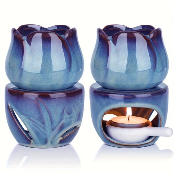 A Set of Ceramic Oil Diffusers Shaped Like Tulips, Suitable for Candles And Tealights