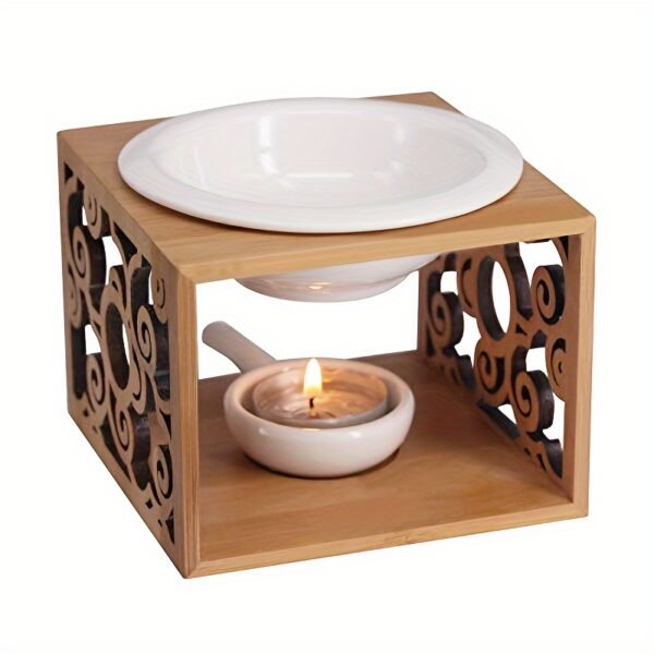 Ceramic Essential Oil Holder Diffuser, Hollowing Floral Tea Light Holder Oil Warmer