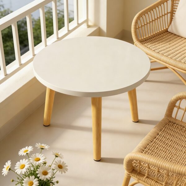 ee07928b18e74ad49db0bd83a97dd56f-goods.jpeg Compact Modern Minimalist Round Coffee Table, Thick Portable Design, Space-Saving and Easy to Assemble, Suitable for Living Room, Bedroom, Outdoor Patio, Office - Casual Style, Wood Material