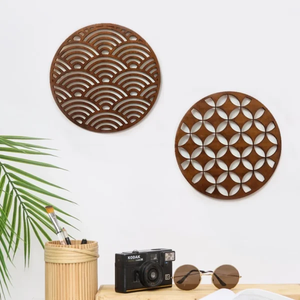 id-11134207-7rbk5-m8ea9ehjpcep2c.webp Aesthetic Living Room Wall Decoration I Scandinavian Minimalist kawung mandala Batik Motif Room Decoration 1set 2pcs