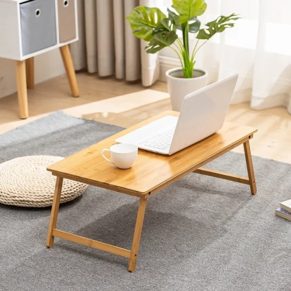 Bamboo Coffee Table Study Table 60/80CM Foldable Table Laptop Table Side Table