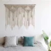 Macrame Wall Hanging Handwoven Bohemian Cotton Rope Boho Tapestry Home Decor Gray(wood & rope not)
