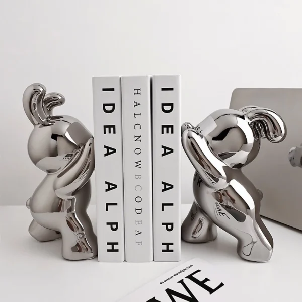 sg-11134201-23030-tjkx2c6v3dovb6.webp Simple Cute Funny Ceramic Rabbit Bookend Decoration Tv Cabinet Living Room Light Luxury Home Accessories Desktop Bookends Decorations Gifts