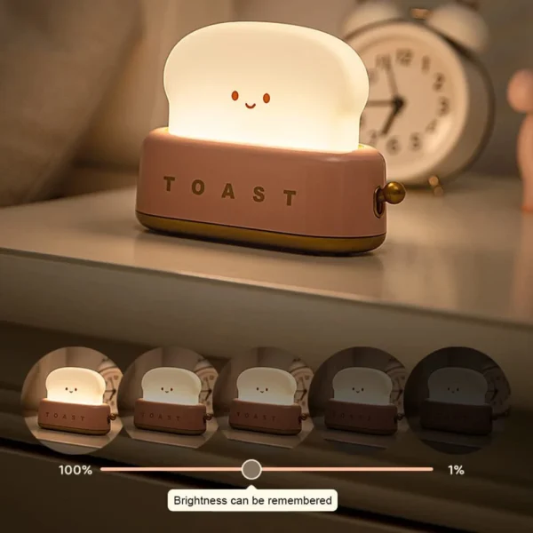 sg-11134201-7rbly-lq35k1z1tclj7e.webp Toast Light 3W Mini Table Lamp Dimmable Adjustable Light Energy Saving Night Sleep Bedroom Cute Night Light