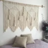 Macrame Wall Hanging Handwoven Bohemian Cotton Rope Boho Tapestry Home Decor Gray(wood & rope not)
