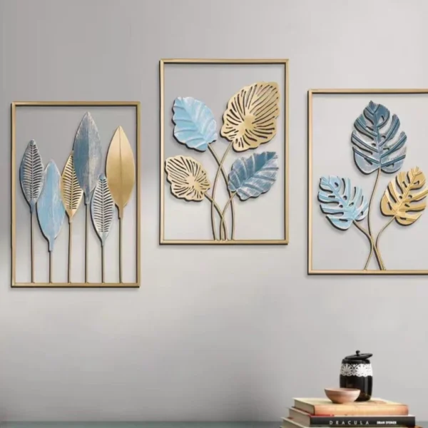sg-11134201-7rbm6-lq6d55bmluwa06.webp 40x60cm Frame Gold Blue Rustic, Frame Hiasan Dinding, Hanging Modern Frame Color Creative Leaf Decoration