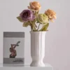 White Nordic Large Mouth Simple Ceramic Decorative Dried Flower Vase Water Culture Flowers Living Room Flower Arrangement Desk