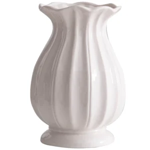 White Nordic Large Mouth Simple Ceramic Decorative Dried Flower Vase Water Culture Flowers Living Room Flower Arrangement Desk