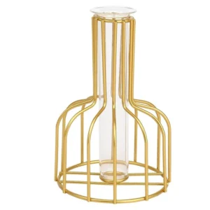 RH Gold Iron Flower Vase Modern Elegant Metal Nordic Home Decoration Plant Holder