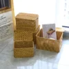 Rattan Basket with Lid Hand-Woven Wicker Basket Rattan Storage Box Clothes Toy Organizer