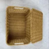 Rattan Basket with Lid Hand-Woven Wicker Basket Rattan Storage Box Clothes Toy Organizer