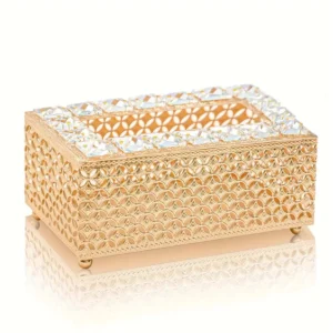 Elegant Diamond Tissue Box Holder Kotak Emas Tisu Emas Kotak Tisu Kristal Barang Hiasan Metal Iron Napkin Dispenser