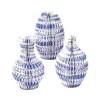 Light Luxury New Chinese Blue White Porcelain Pattern Honeycomb Paper Vase Creative Jewelry Ornaments