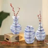 Light Luxury New Chinese Blue White Porcelain Pattern Honeycomb Paper Vase Creative Jewelry Ornaments