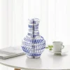 Light Luxury New Chinese Blue White Porcelain Pattern Honeycomb Paper Vase Creative Jewelry Ornaments