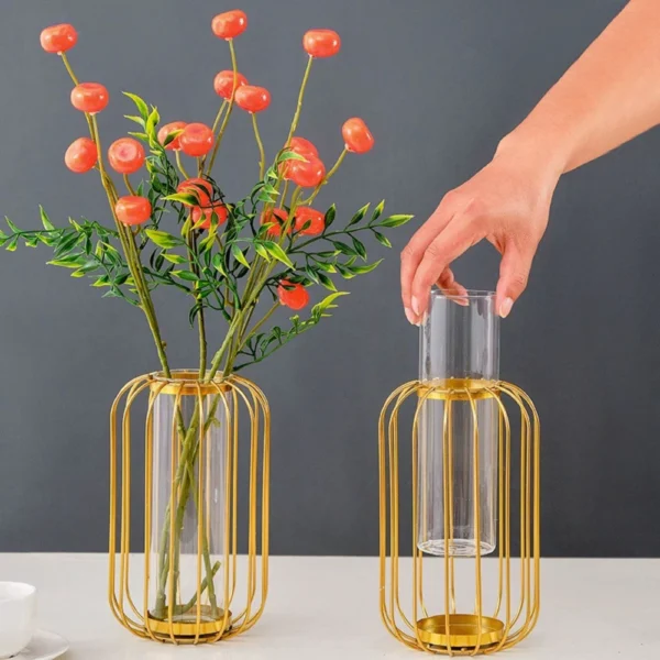 sg-11134201-8262p-mjanb7yp4ow065.webp RH Gold Iron Flower Vase Modern Elegant Metal Nordic Home Decoration Plant Holder