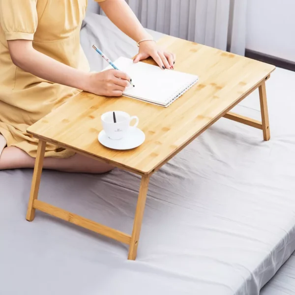 Bamboo Coffee Table Study Table 60/80CM Foldable Table Laptop Table Side Table