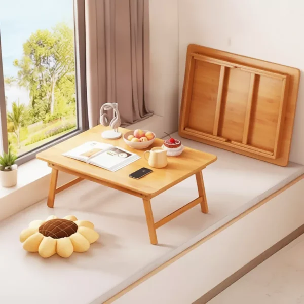 Bamboo Coffee Table Study Table 60/80CM Foldable Table Laptop Table Side Table